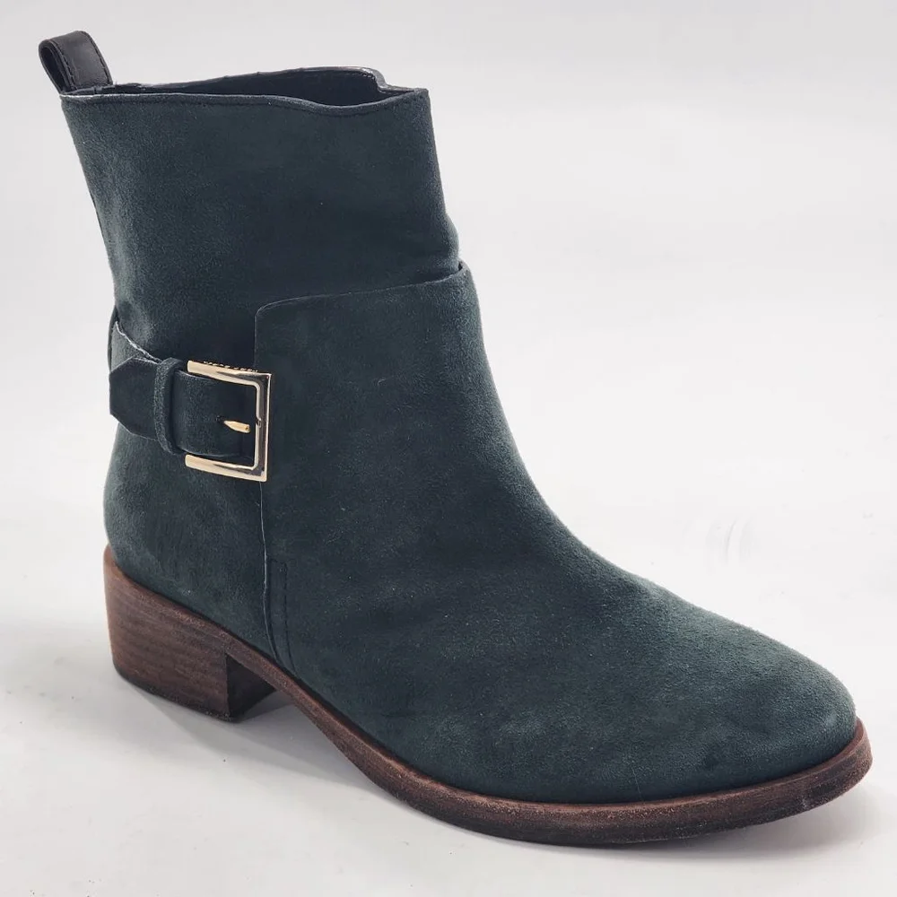 TORY BURCH Riley Mid Buckle Suede‎ Ankle Boots & Booties Size 8 Dark Green